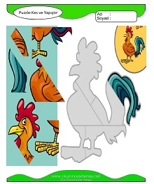 okul öncesi çocuklar Puzzle Kes Yapıştır çalışma sayfaları
